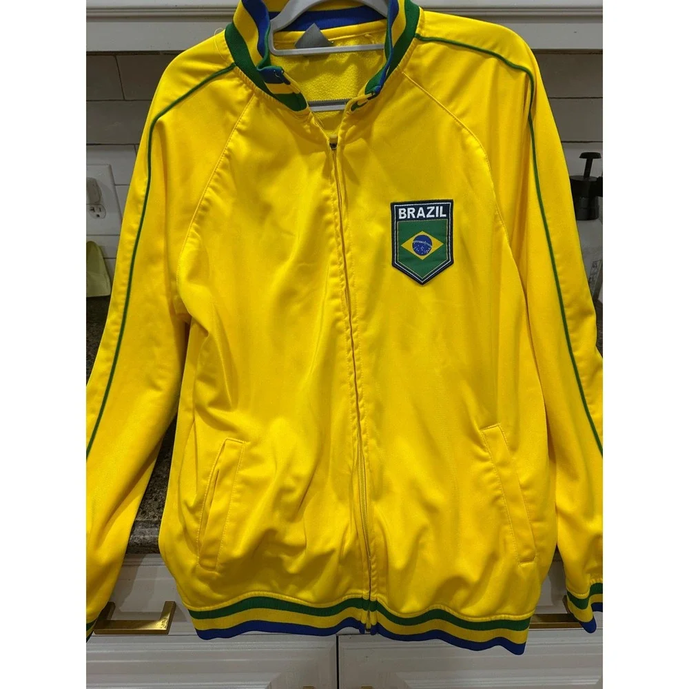 rhinox brazil yellow soccer /track jacket men's‎ medium